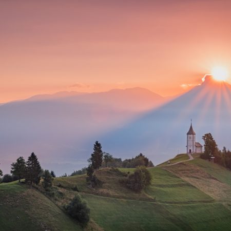 Sunrise Slovenia Hill Church Photo